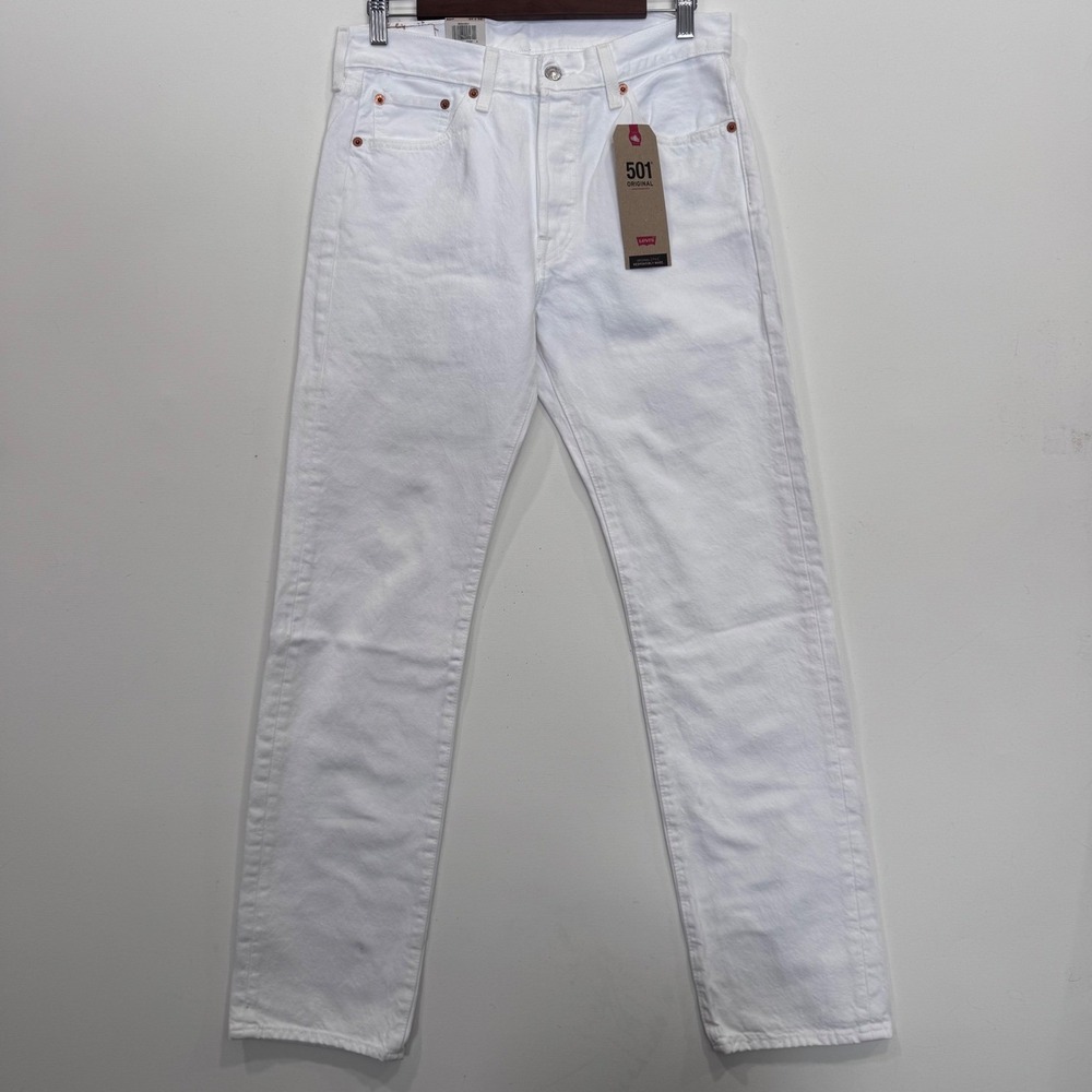 Levi Strauss 501 Original White Denim Jeans Button Fly Men Size 30x32